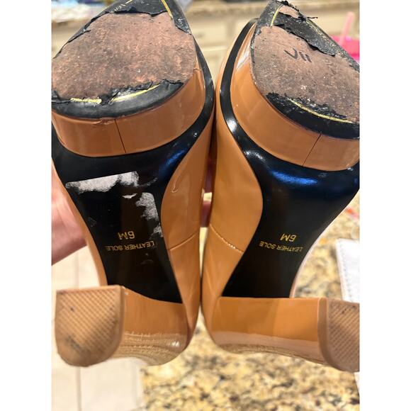 Charles Jourdan Paris Vintage Platform Nude Patent Leather Heels Size 6M - Picture 7 of 7